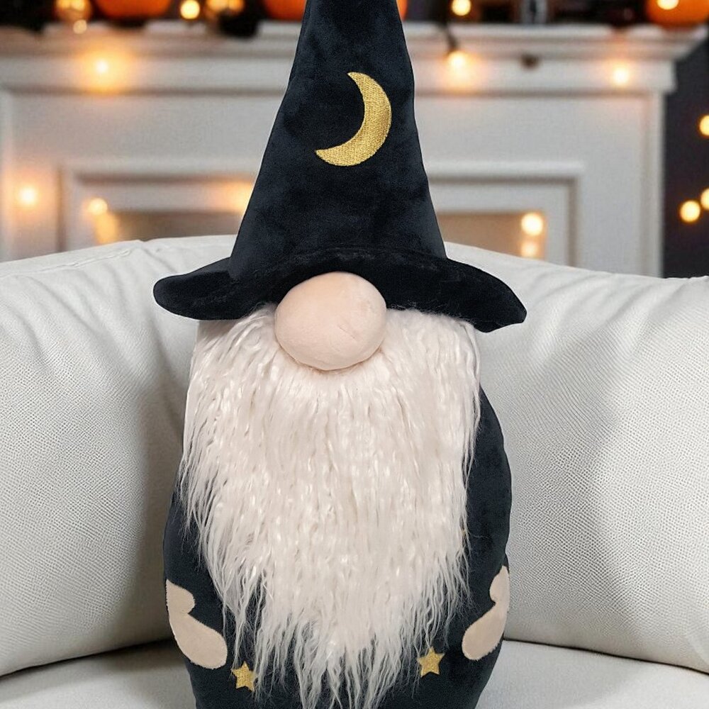 Pottery Barn Velvet Halloween Gnome Pillow 23" NWT Decor Wizard Holiday